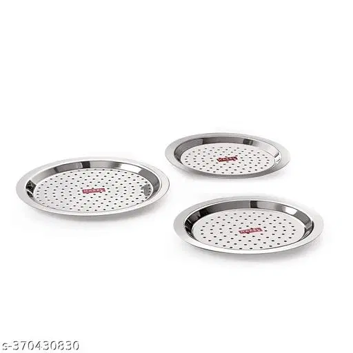 Stainless Steel Strainer Lids, Silver, Set of 3