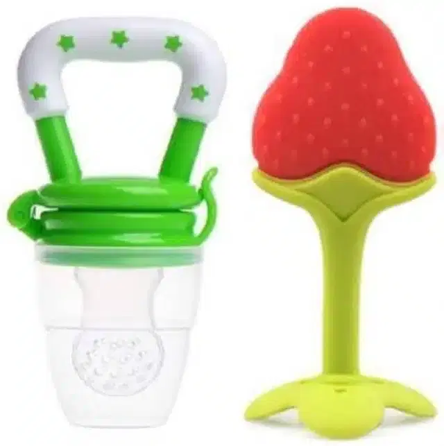 Silicone Fruit Feeder with Teether for Kids, Multicolor, Set of 2