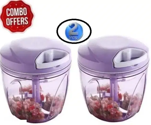 Manual Vegetable Chopper, Pack of 2, Purple, 1000 ml