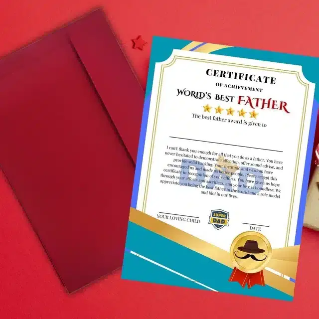 Best Father Certificate, Multicolor