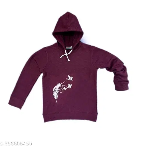 Cotton Blend Printed Hoodie for Girls (Purple, 1-2 Years)