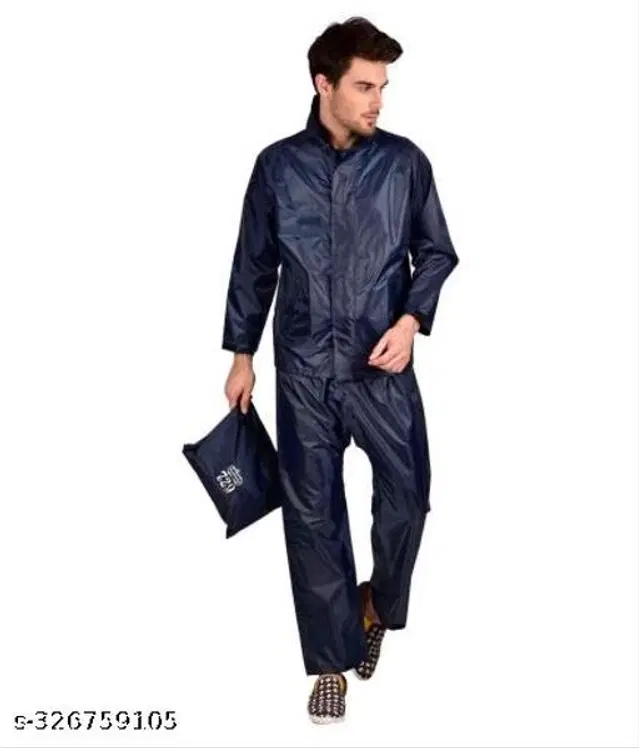Polyester Rain Coat for Men, Black, M