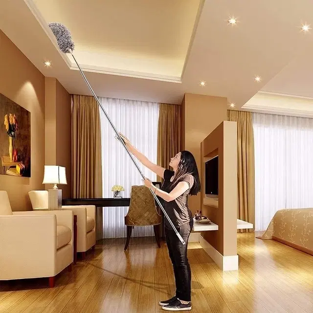 Fan Duster with Extendable Rod Cleaner