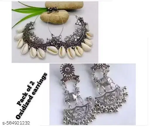 stylish combo pack of 2 oxidized earrings