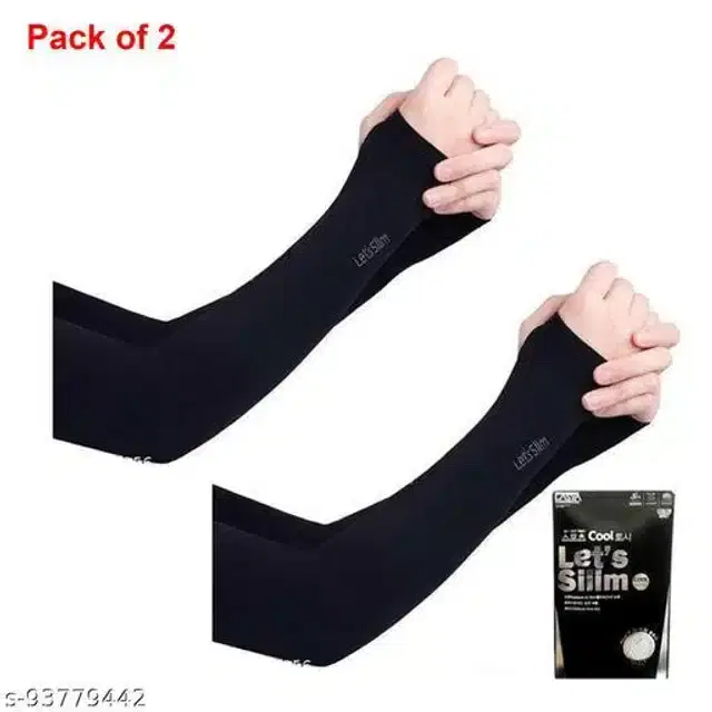 Arm Sleeves for Men & Women, Set of 2 (Black)