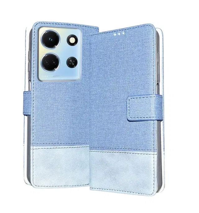Artificial Leather Mobile Flip Cover for Infinix X6711 / Note 30 5G, Blue