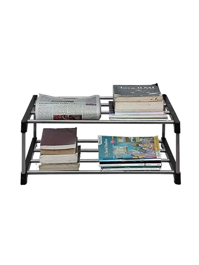 Metal 2 Layer Multipurpose Collapsible Rack, Multicolor