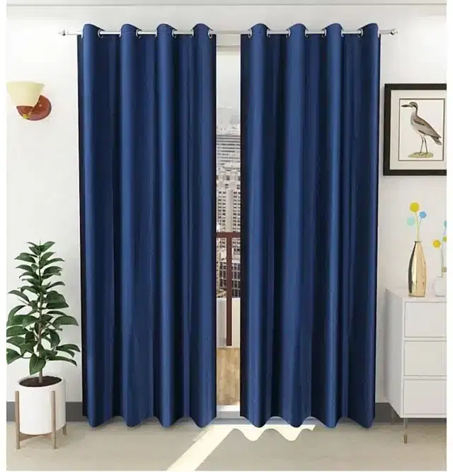 Door Curtains, Pack of 2, Dark Blue, 4x7 feet