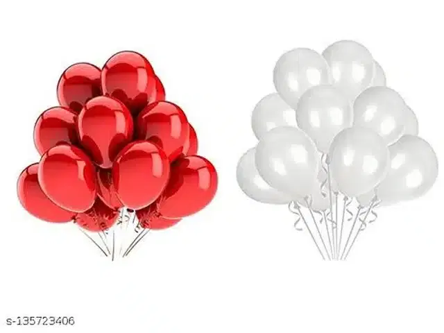 Balloons for Decoration, Red & White, Pack of 100