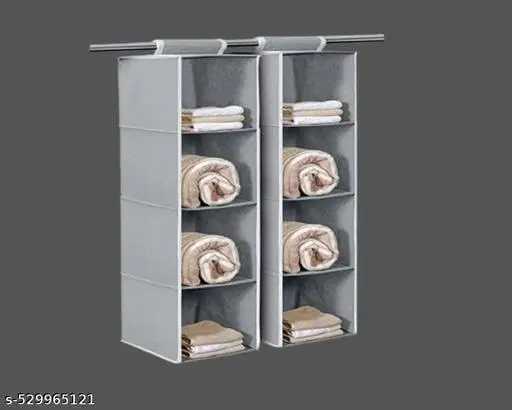 Non-woven Clothes Cover,  (Gray),  (Pack Of 4)