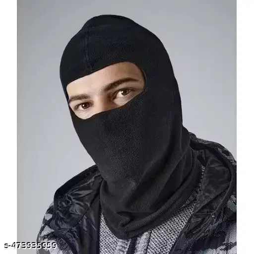 UV Protected Cotton Blend Motorcycle Head & Face Covers for Men ,Black (Free Size)