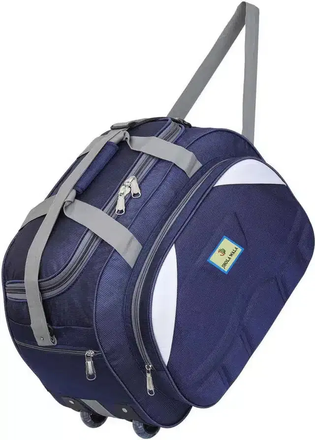 Polyester Traveling Luggage Bag with Wheels, Navy Blue,60 L