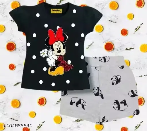 Girls Clothings Set Black & Grey Poly Blend (2-3Y)