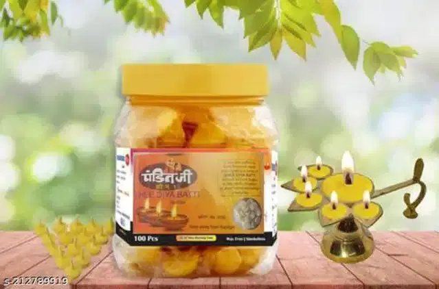 Pandit Ji 100 Pcs Cow Ghee Diya Batti, Pack of 1