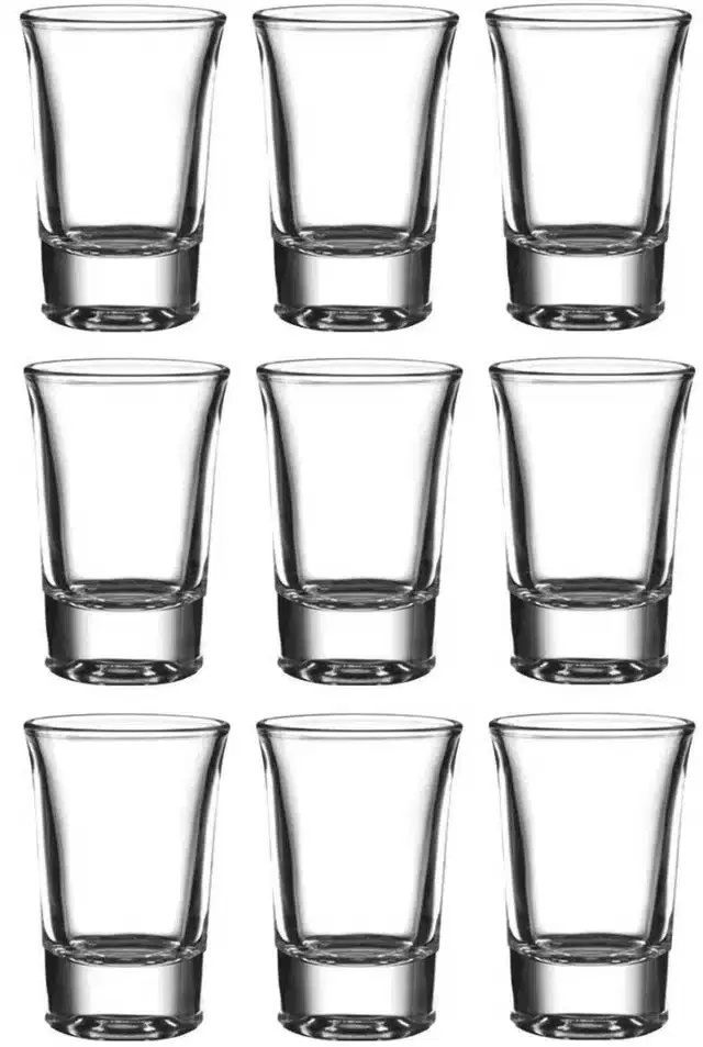 Liquor cum Cocktail Glasses, Transparent, 30 ml, Pack of 9