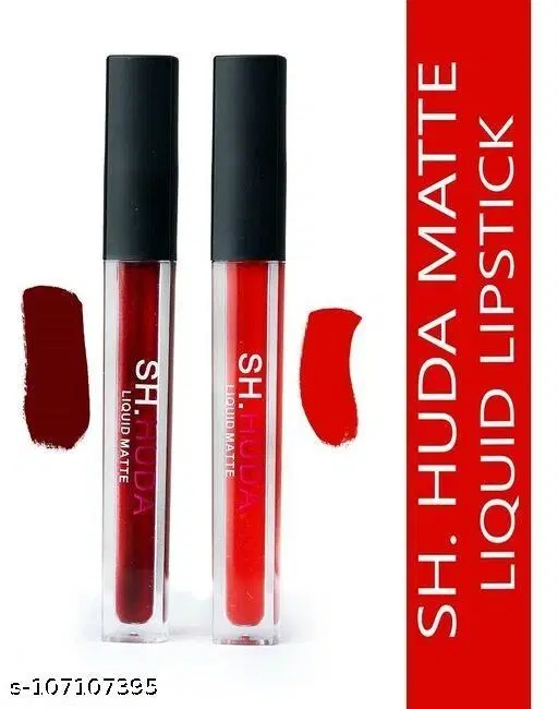 Professional Makeup Beauty Soft Matte Lipsticks Combo Set of 2 Lightweight All Day Stay Liquid Lipstick - Pure Red & Maroon