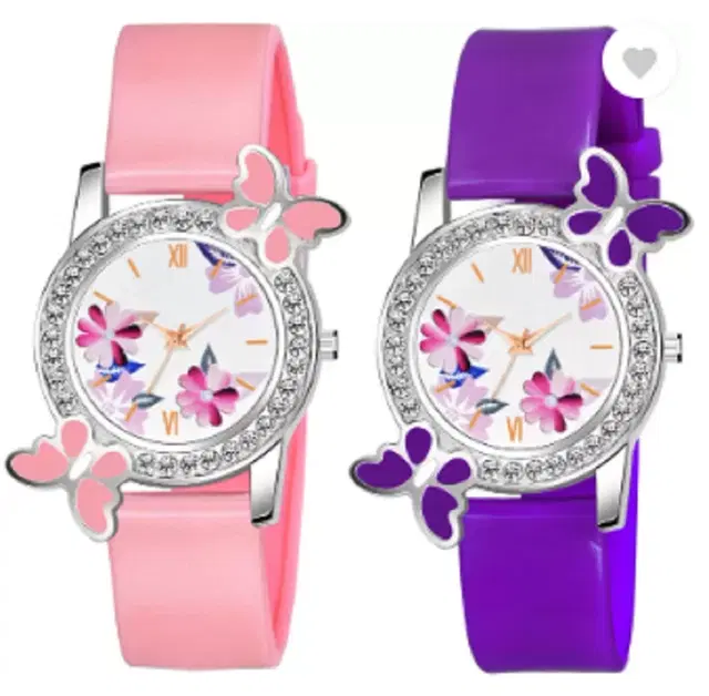 Analog Watch for Women & Girls, Pack of 2 (Multicolor)
