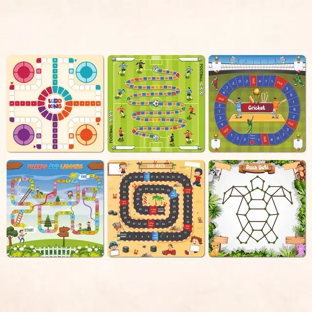TodFod 6-In-1 Family Board Game Set For Kids & Adults