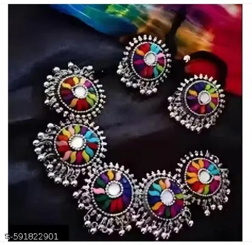 Latest trending multicolor lakh (lac) oxidized jewellery set