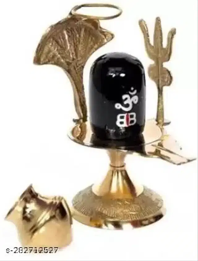 Brass Shivling Idol, Gold & Black