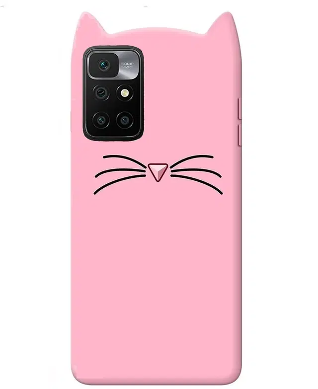 Rubber Mobile Back Cover for MI Redmi 10 Prime (Pink)