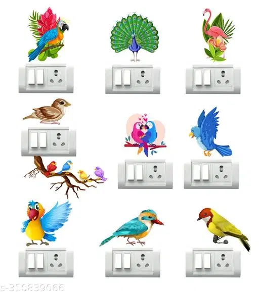 PVC Switch Board Stickers, Multicolor, 33x48 cm, Pack of 9