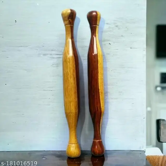 Wooden Rolling Pin, Brown, Pack of 2