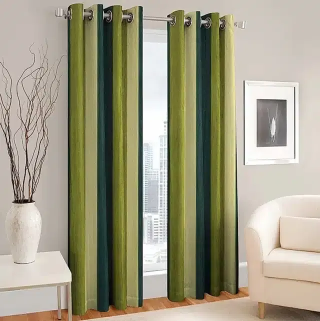 Door Curtains, Pack of 2, Green, 4x7 feet