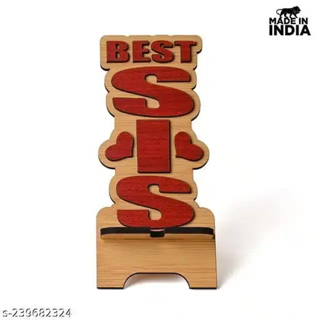 Wooden Mobile Stand, Red & Brown