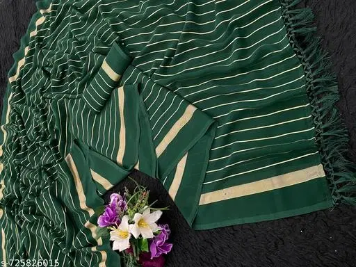 Georgette Printed Saree for Women, Green (6.3 M)