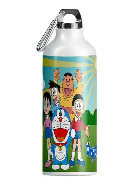 Printed Aluminium Cartoon Sipper Water Bottle for Kids, Multicolor, 600 ml, GT-433
