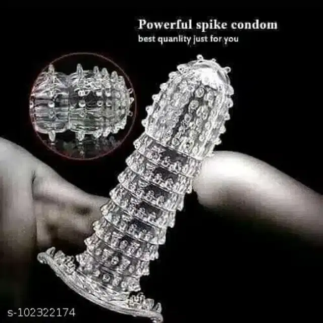 Silicone Reusable Extra Dotted Condom, Transparent
