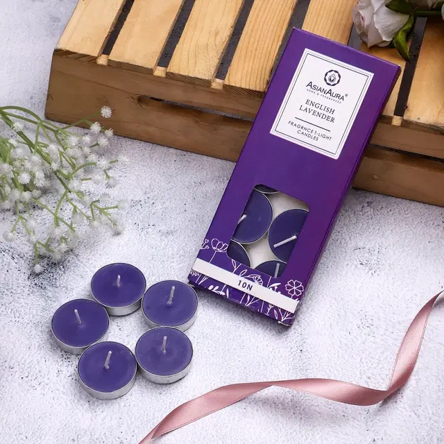 ASIAN AURA Scented English lavender T-Light Candles (Pack Of 10, 10gm)