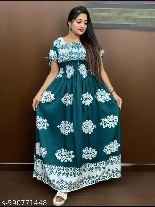 Designer Gown for Women (Green, L)