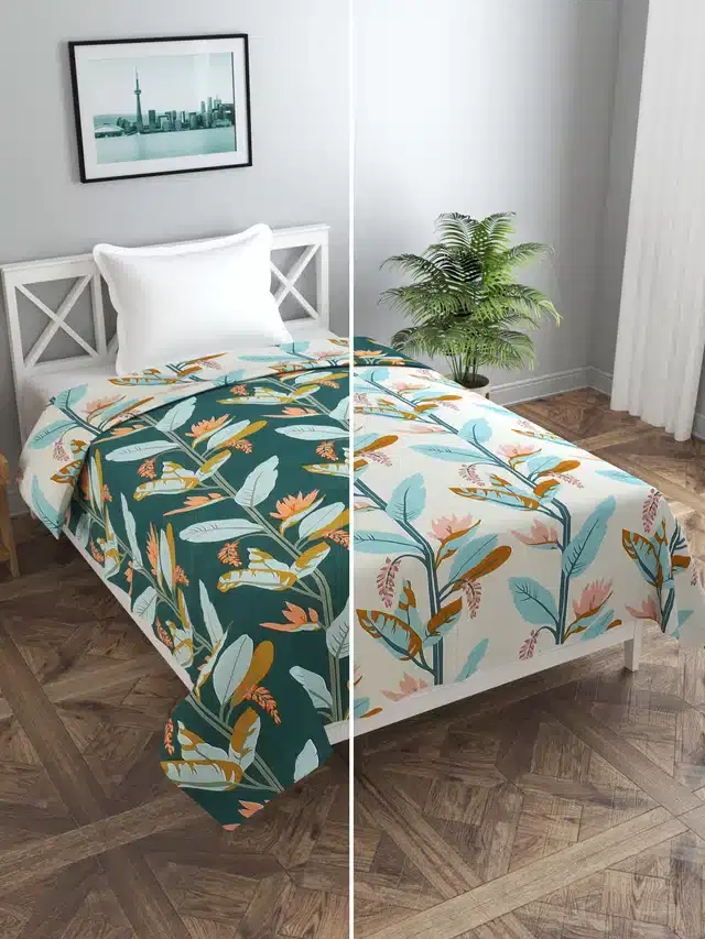 Printed Single Duvet Cover with Zipper, Multicolor, 60x90 Inches