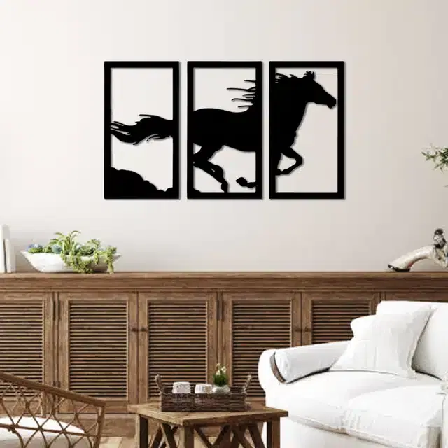 Wooden Self Adhesive Wall Sticker, Black