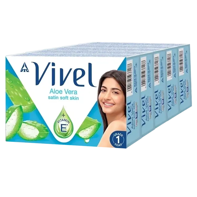 Vivel Aloe Vera Bathing Soap 5X90 g (Pack of 4+1)
