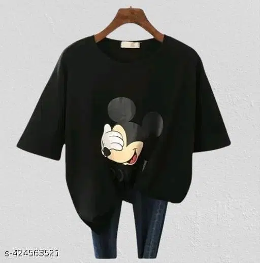 Cotton T-shirt for Women, Black (S)