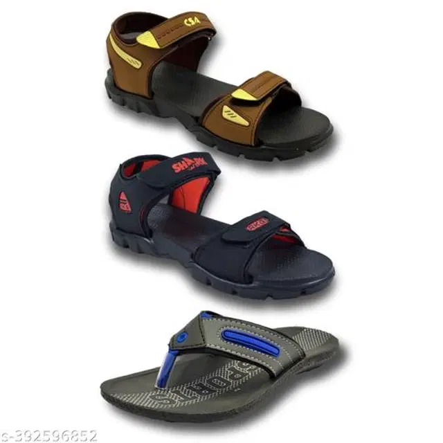 Sandals with Flipflop for Men, Pack of 3 (Multicolor, 6)