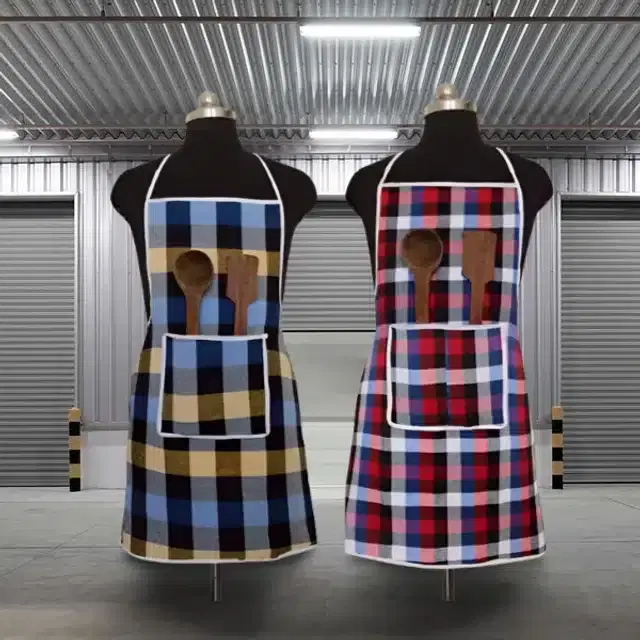 Cotton Kitchen Aprons, Multicolor, Pack of 2