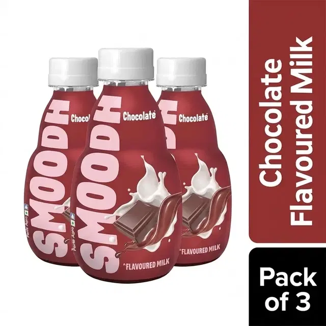 Smoodh Chocolate Flavoured Milk 3X150 ml - Pack of 3 (Bottle)