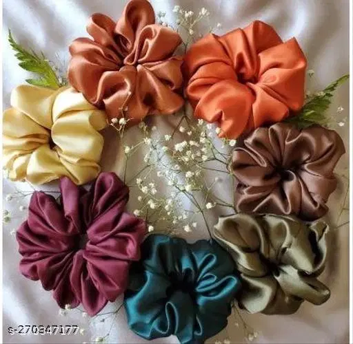 Pack of 12 Scrunchies for Women (Multicolor, Pack of 12)