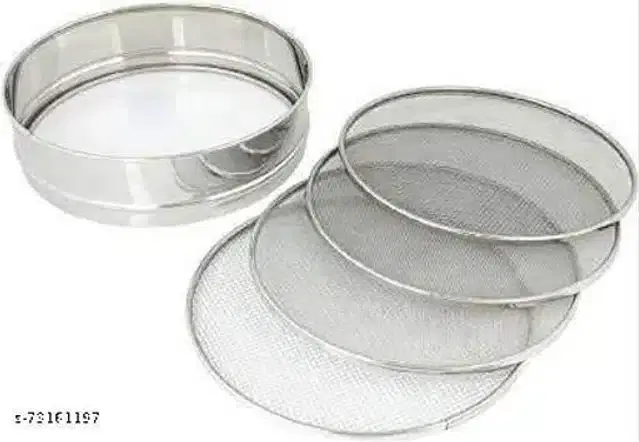4 in 1 Interchangeable Sieves Set, Silver, Set of 1