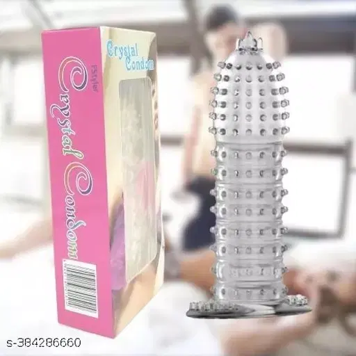 A R Silicone Crystal Dotted Condom for Men, Transparent