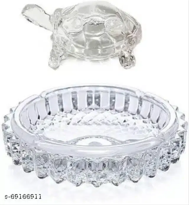 Glass Tortoise Plate, Transparent, Set of 1