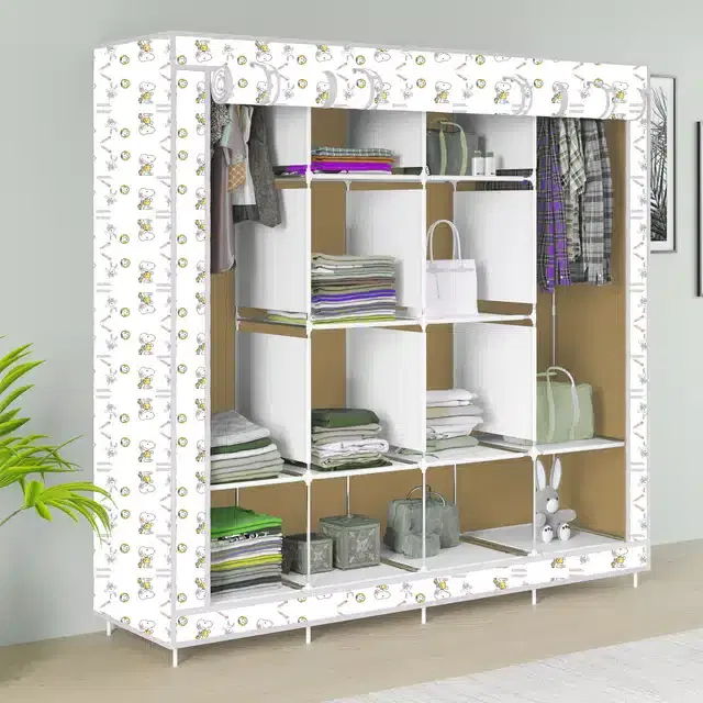 Carbon Steel 3 Door 12 Shelf Printed, White