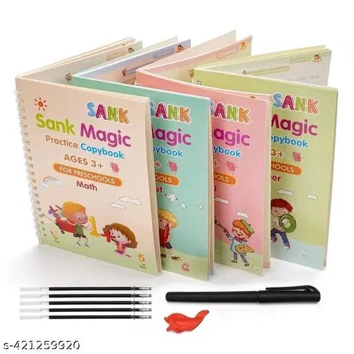 Combo of 4 Pcs Books, 10 Refill, 1 Pen & 1 Grip, Multicolor, Set of 4