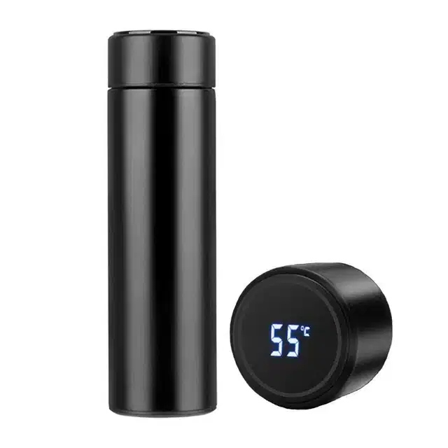 LED Temperature Display Bottle, Black, 500 ml