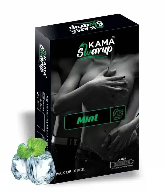 Kama Swarup 10 Pcs Mint Flavoured Ultra Dotted Condoms for Men, Set of 1