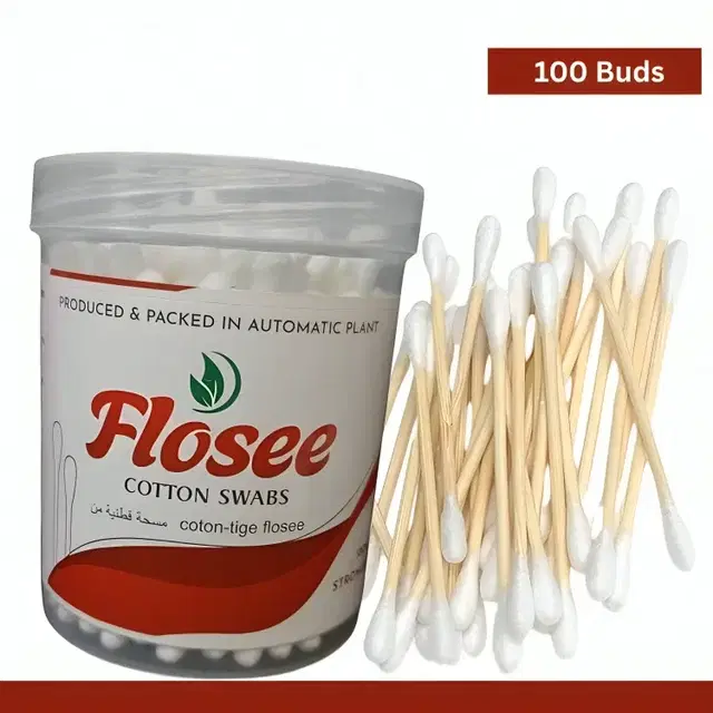 Wooden Ear Cleaning Buds Cotton Ear  Swabs Eco Friendly, 100 Buds, Pack of 1